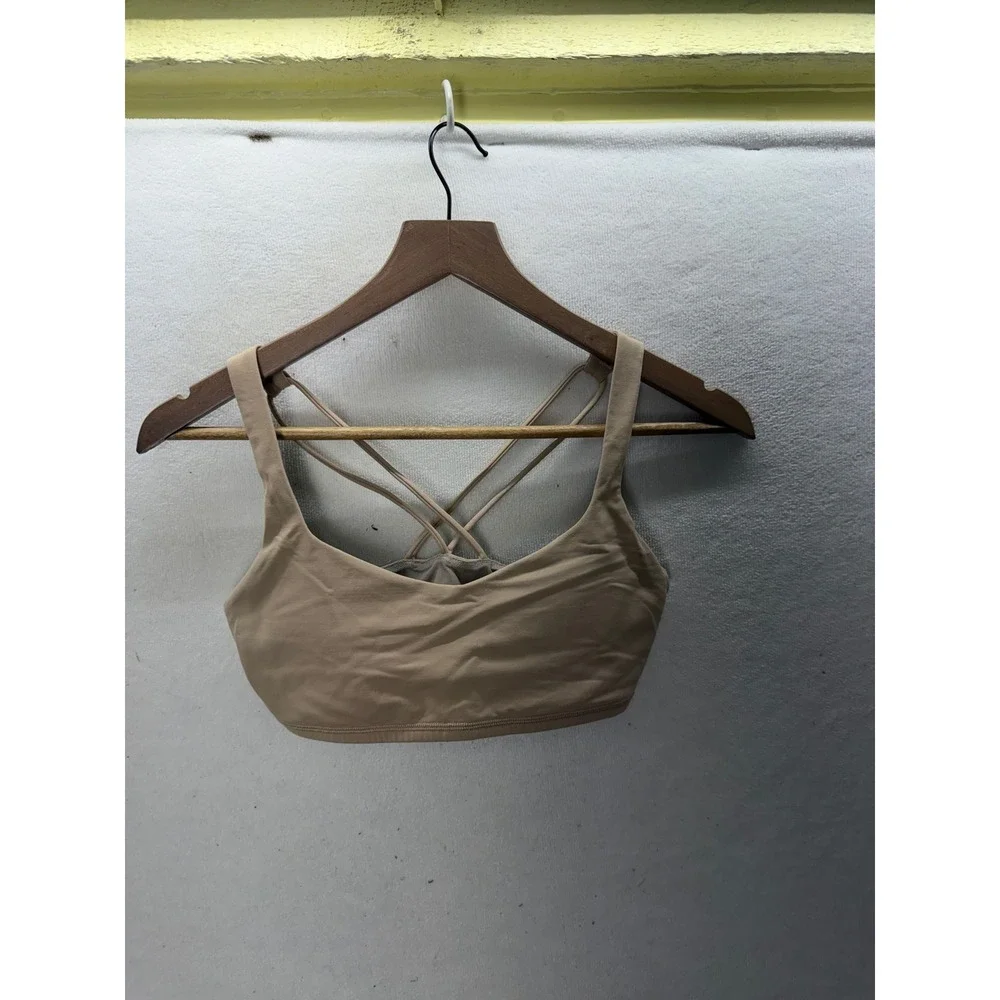 Lululemon Free To Be Bra Wild Women 6 Tan Strappy Yoga Sports Bra 3505